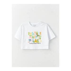 LC Waikiki LCW Kids Crew Neck Printed Short Sleeve Girls' Crop T-Shirt
