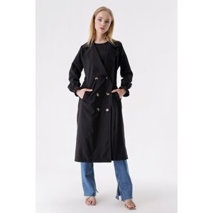 HAKKE Shawl Collar Sleeve Elastic Trench