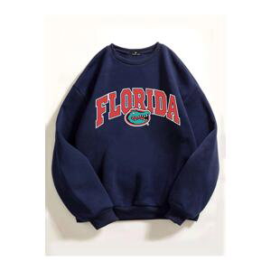 Know Women's Navy Oversized Florida Alligator Print Sweatshirt.