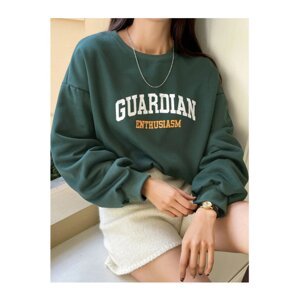 Know Women's Navy Guardian Printed Oversized Crew Neck Sweatshirt.