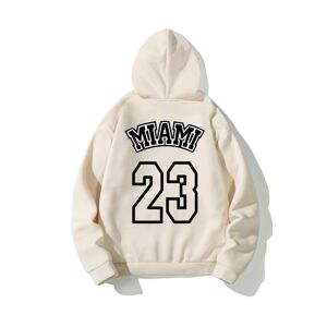 Know Unisex Ecru Miami 23 Printed Hoodie with Sweatshirt.