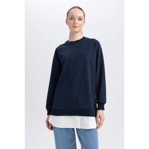 DEFACTO Regular Fit Thin Sweatshirt Fabric Crew Neck Sweat Tunic