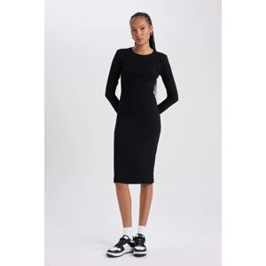 DEFACTO Bodycon Crew Neck Camisole Midi Long Sleeve Dress