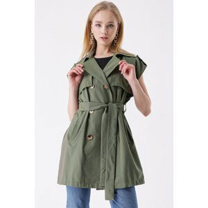 HAKKE Camel Waist Belted Double Pocket TRENCH COAT