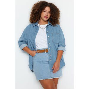 Trendyol Curve Light Blue Oversize Denim Shirt