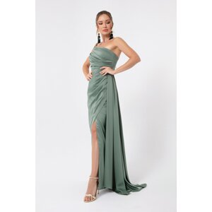 Lafaba Women's Turquoise One-Shoulder Satin Evening Dress & Prom Dress