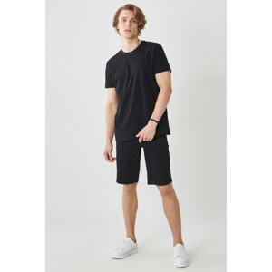 AC&Co / Altınyıldız Classics Men's Black Slim Fit Slim Fit Dobby 100% Cotton Casual Chino Shorts