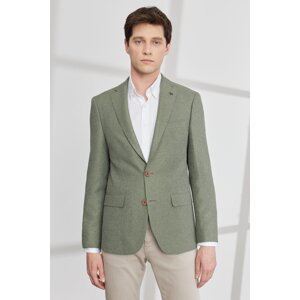 ALTINYILDIZ CLASSICS Men's Green Slim Fit Slim Fit Mono Collar Patterned Blazer Jacket