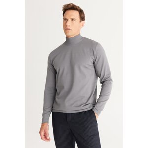 ALTINYILDIZ CLASSICS Men's Gray Standard Fit Normal Cut Half Turtleneck Knitwear Sweater