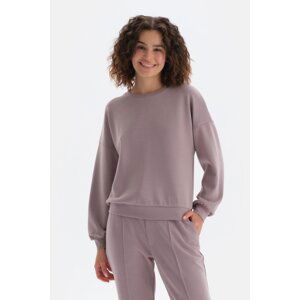 Dagi Light Lilac Crew Neck Long Sleeve Sweatshirts