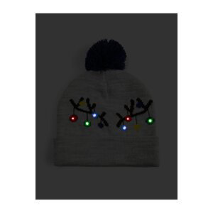 Koton Beanie Glowing In The Dark Pompom Detailed Patterned