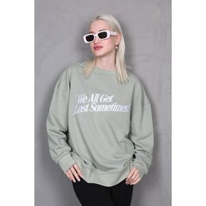 Madmext Mint Green Printed Sweatshirt