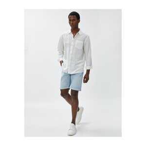 Koton Denim Shorts with Fold Detail Pockets and Buttons Cotton