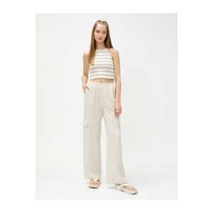 Koton Cargo Pants Linen-Mixed Elasticated Normal waist with Pocket Detailed.