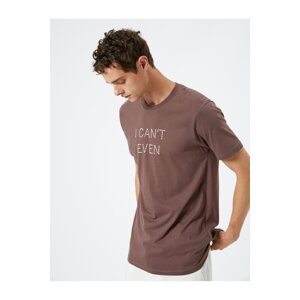 Koton Slogan Printed T-shirt with a Crew Neck, Short Sleeves, Slim Fit.