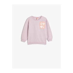 Koton Sweatshirt Print Detailed Long Sleeve Raised Cotton