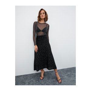 Koton Melis Ağazat X Cotton - Sequined Flared Midi Skirt