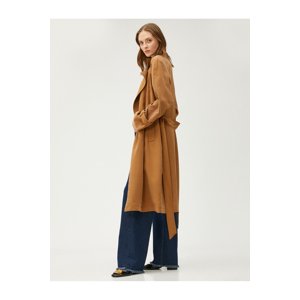 Koton Pocket Belted Trench Coat Rayon Blend