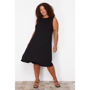 Trendyol Curve Black Single Jersey Knitted Plus Size Dress