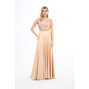 Carmen Gold Stone Bustier Skirt Satin Suit Evening Dress