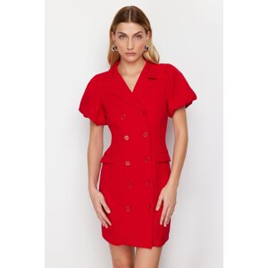 Trendyol Red Balloon Sleeve Detailed Jacket Form Mini Woven Dress