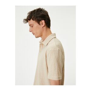 Koton Polo Neck T-Shirt Buttoned Textured Cotton Short Sleeve