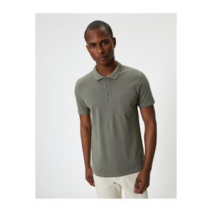 Koton Polo Neck T-Shirt Slim Fit Pocket Detailed Buttoned