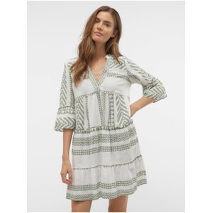 Green and White Women's Patterned Dress Vero Moda Dicthe - Women's