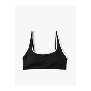 Koton Square Neck Bikini Top Thick Strap Piping Detailed