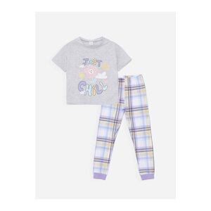 LC Waikiki Crew Neck Printed Short Sleeve Girls' Pajamas Set