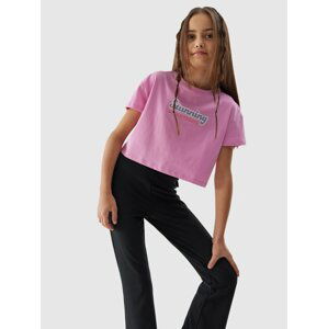 4F Organic Cotton Women's Crop Top T-Shirt - Pink