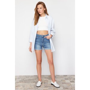 Trendyol Blue Folded Cuff Denim Shorts & Bermuda