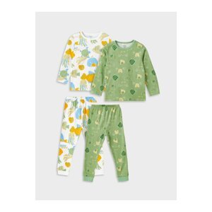 LC Waikiki Crew Neck Long Sleeve Printed Baby Boy Pajamas Set 2-Pack