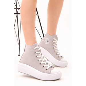 Tonny Black Women's Gray Comfort Fit Thick Soled Long Sneakers.