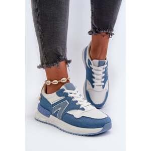 Women's denim sneakers made of eco leather, Vinelli blue