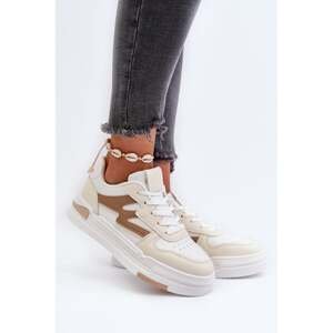 Women's platform sneakers made of eco leather, beige Lynnette