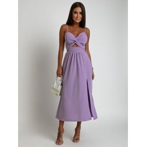 Purple summer midi dress with straps