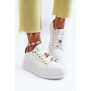 Women's platform sneakers with eco-leather studs, white Cavisa