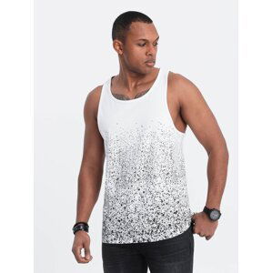 Ombre Men's cotton tank top with gradient print - white