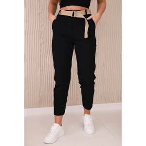 Wide belt trousers black