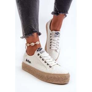 Women's lace sneakers with Lee Cooper braid white