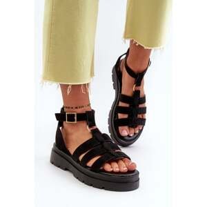 Gladiator women's sandals made of Eco Suede Black Dorameia