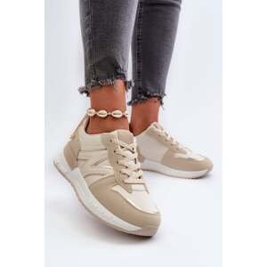 Beige women's sneakers made of Kaimans eco leather