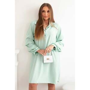 Oversize dress with ruffled sleeves, light mint