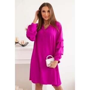 Oversize dress with ruffled sleeves, purple