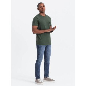 Ombre Casual men's t-shirt with patch pocket - dark olive