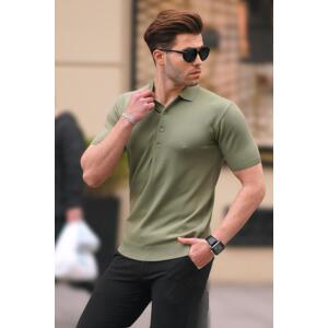 Madmext Light Khaki Men's Polo Collar Plain T-Shirt 6878