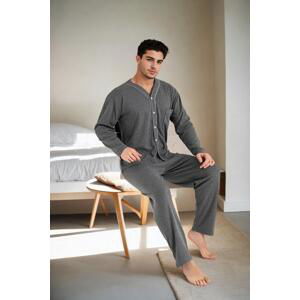 J7339 Dewberry Mens Long Sleeve Pjyama Set-ANTHRACITE