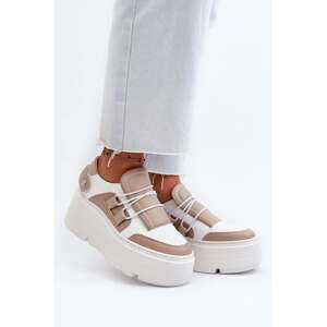 Women's Zazoo leather sneakers on a massive beige-white sole