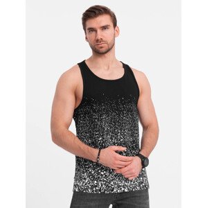 Ombre Men's cotton tank top with gradient print - black